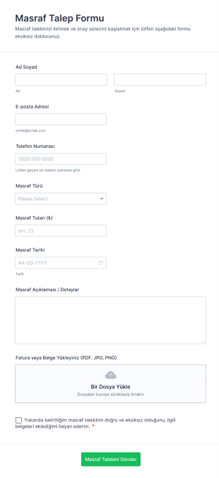 Masraf Talep Form Şablonu