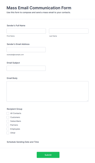 Mass Email Communication Form Template