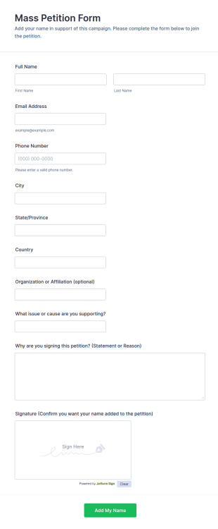 Mass Petition Form Template