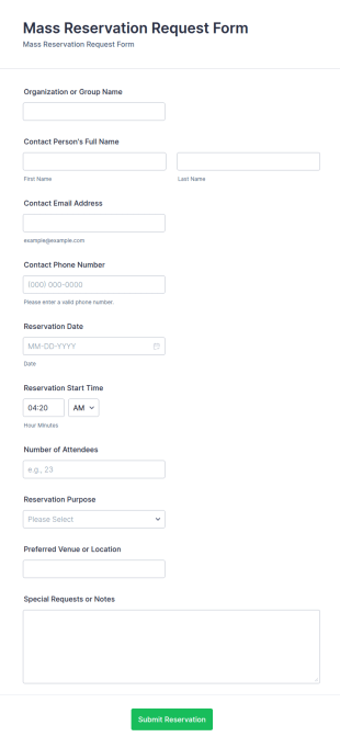Mass Reservation Request Form Template