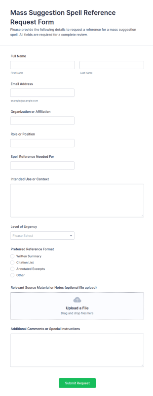 Mass Suggestion Spell Reference Request Form Template