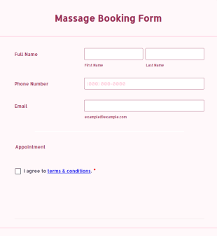 Massage Booking Form Template