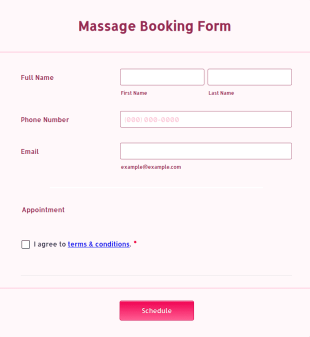 Massage Booking Form Template