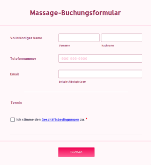 Massage Buchungsformular