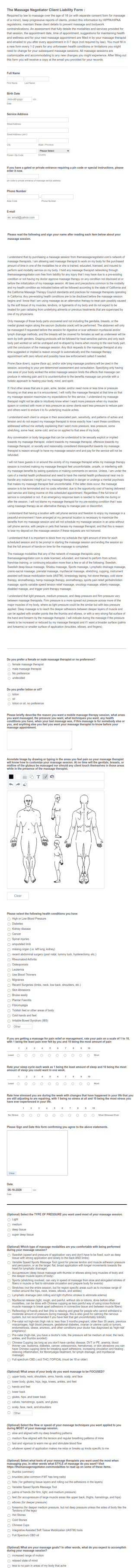 Massage Consent Form Template