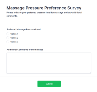 Massage Pressure Preference Survey Form Template