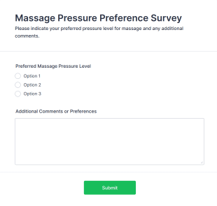Massage Pressure Preference Survey Form Template