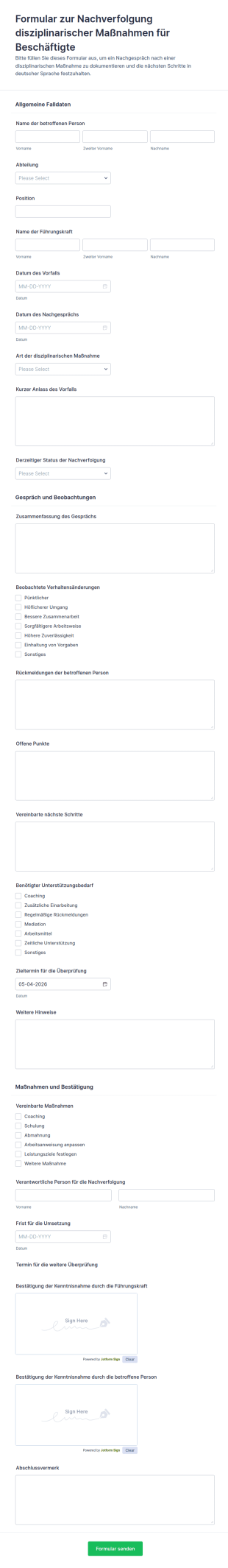 Maßnahmenüberprüfung Für Mitarbeitende Form