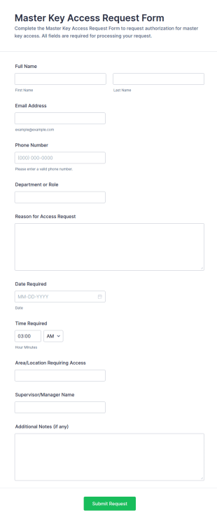 Master Key Access Request Form Template