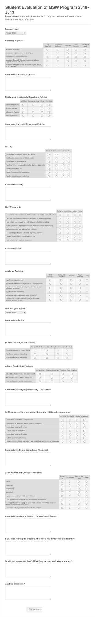 Master Program Evaluation Form Template