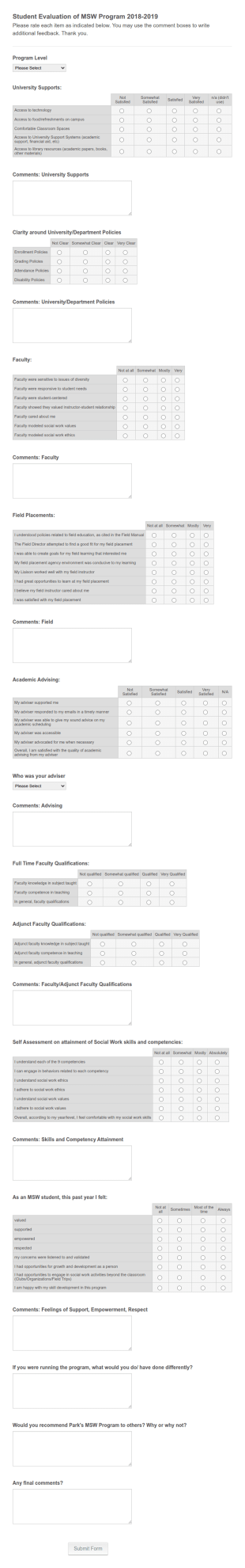 Master Program Evaluation Form Template