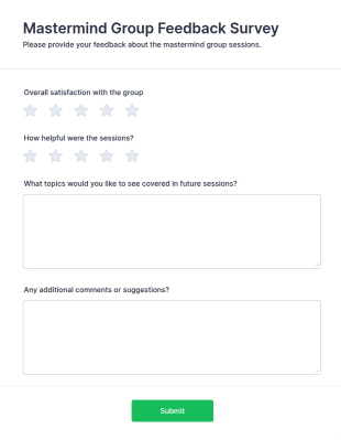 Mastermind Group Feedback Survey Form Template