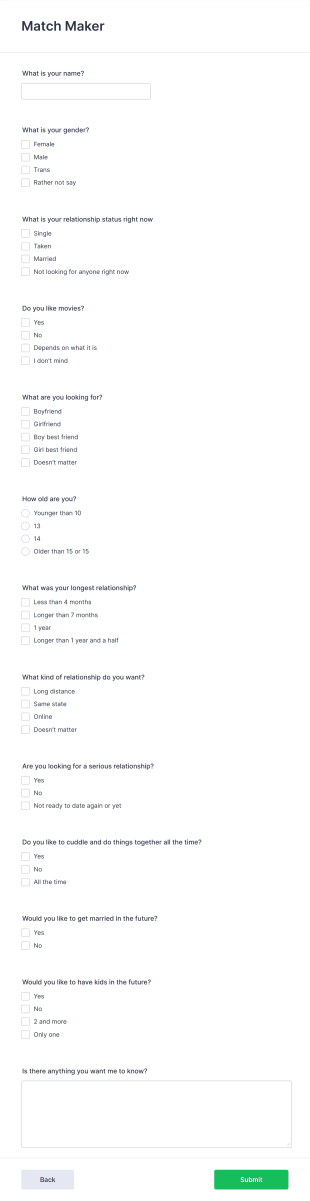 Match Maker Form Template