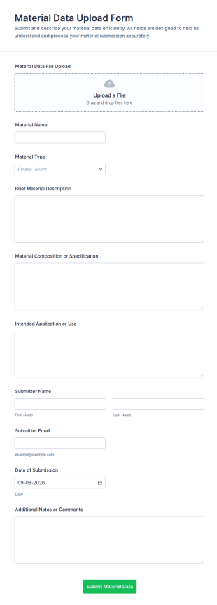 Material Data Upload Form Template