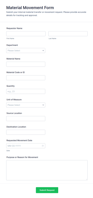 Material Movement Form Template