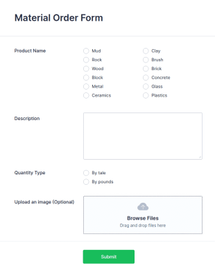 Material Order Form Template