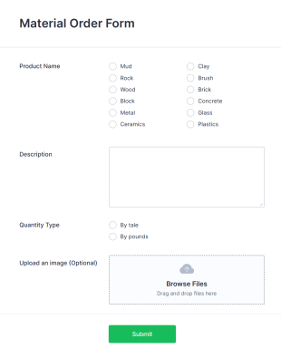 Material Order Form Template