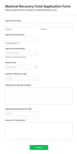 Material Recovery Fund Application Form Template