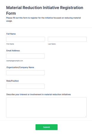 Material Reduction Initiative Registration Form Template