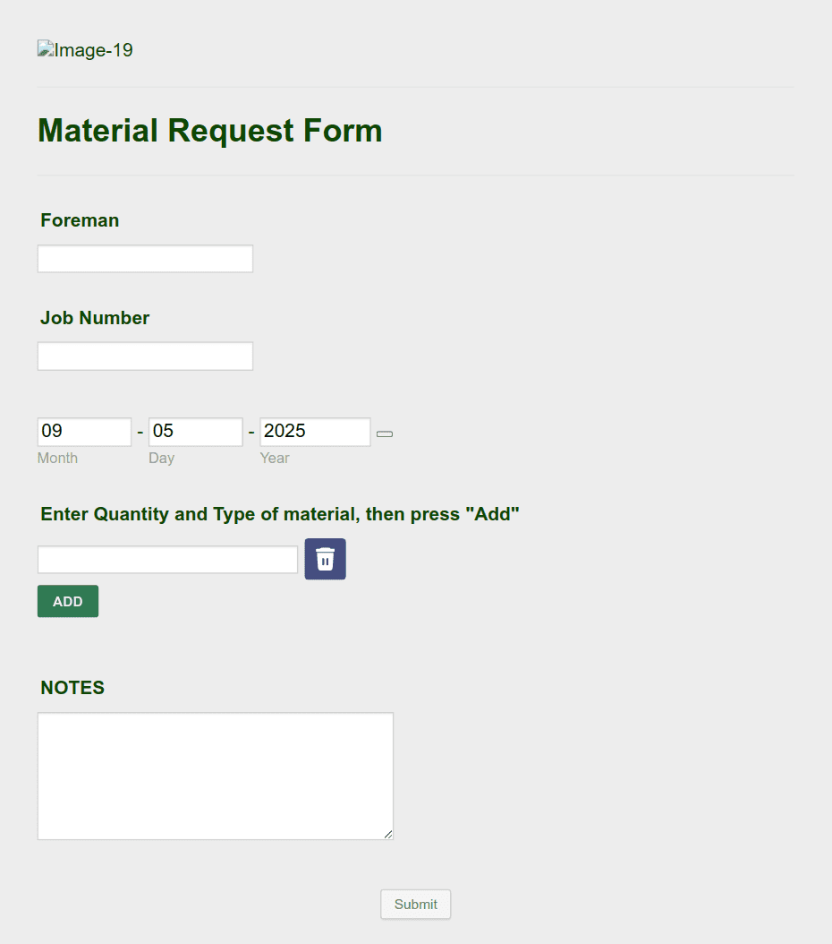 Material Request Form Template | Jotform