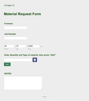 Material Request Form Template