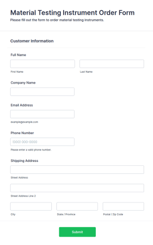 Material Testing Instrument Order Form Template