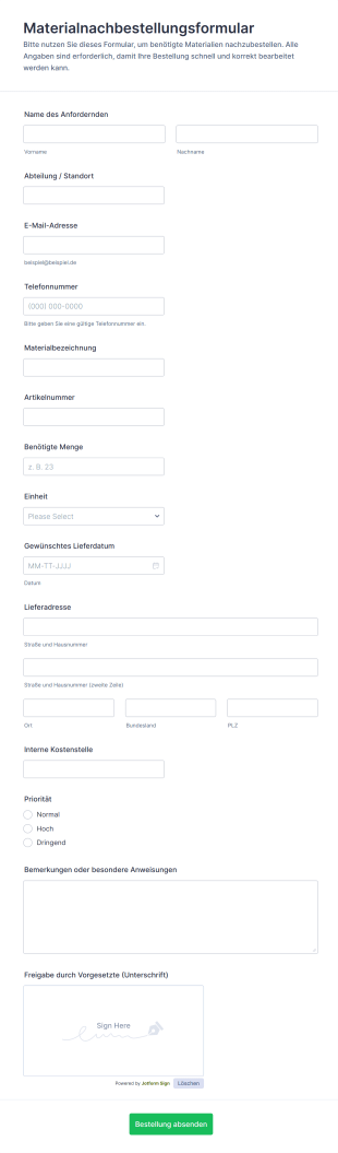Materialnachbestellungsformular