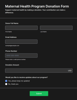 Maternal Health Program Donation Form Template