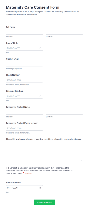Maternity Care Consent Form Template