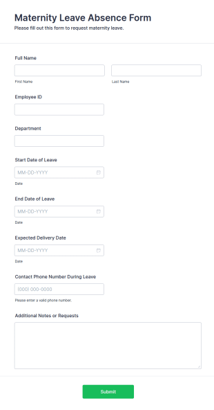 Maternity Leave Absence Form Template