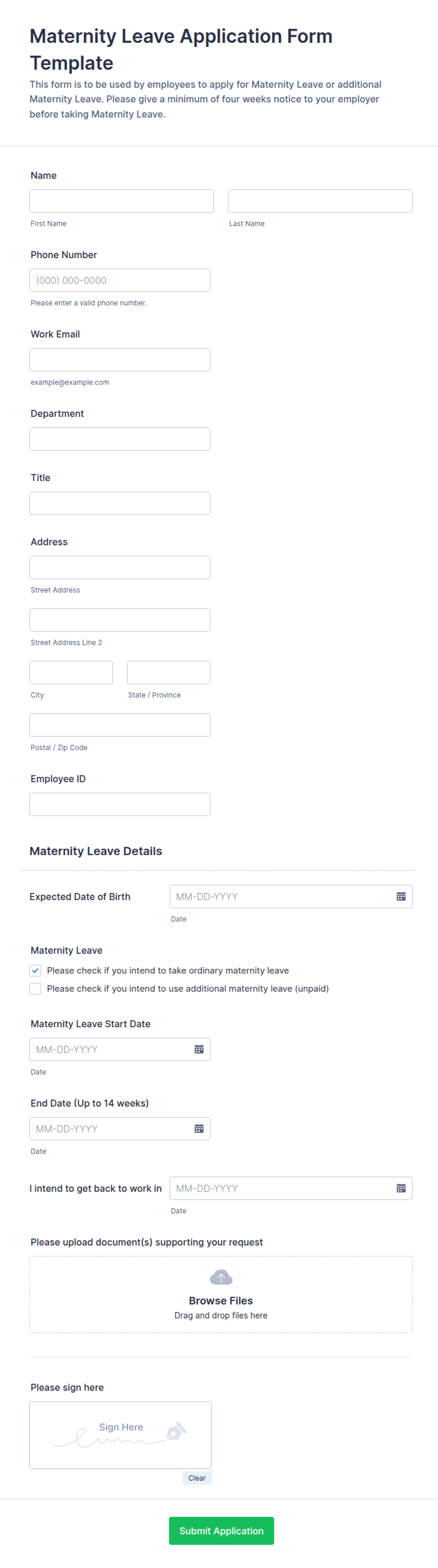Maternity Intimation Form 11 Maternity Leave Letter Templates Pdf Word