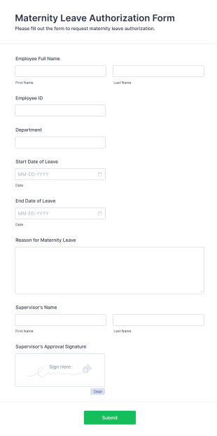 Maternity Leave Authorization Form Template