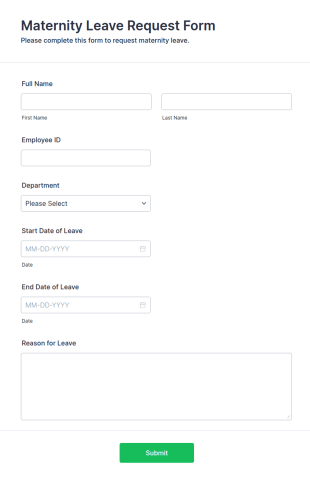 Maternity Leave Form Template