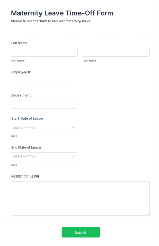 Maternity Leave Time Off Form Template