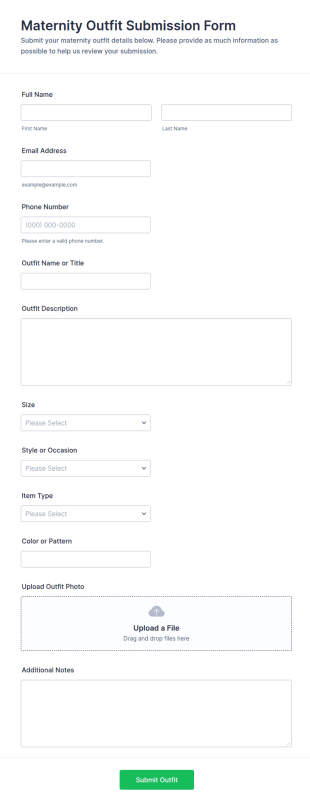Maternity Outfit Submission Form Template