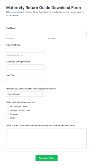 Maternity Return Guide Download Form Template