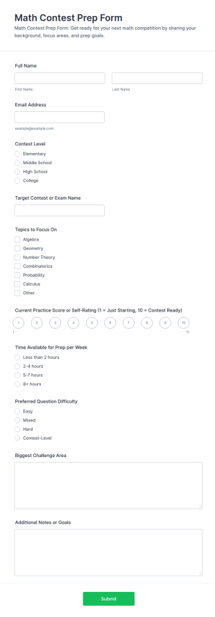Math Contest Prep Quiz Form Template