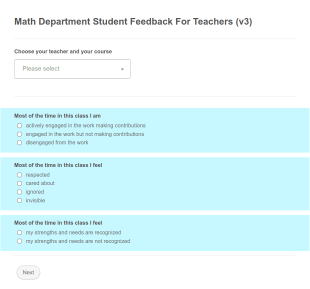 Math Department Student Feedback For Teachers Form Template
