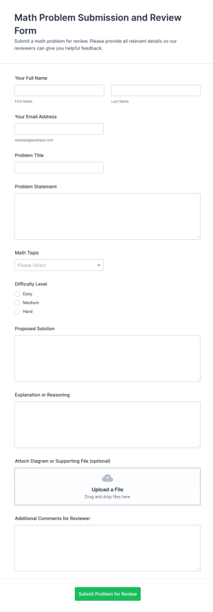 Math Problem Submission And Review Form Template