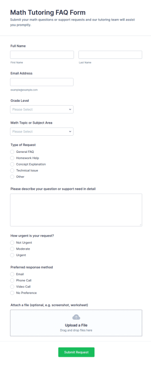 Math Tutoring FAQ Form Template