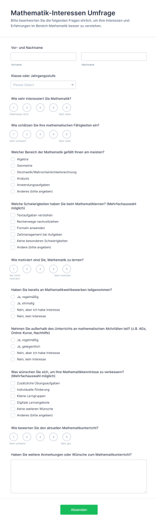 Mathematik Interessen Umfrage