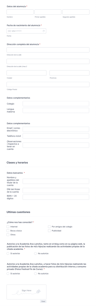 Matricula Academia Ballet