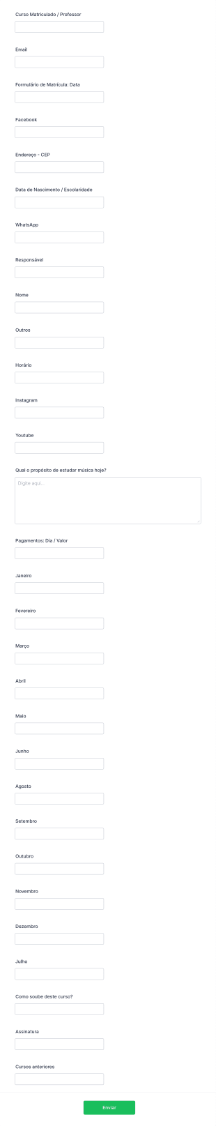 Matrícula Curso De Aulas De Música Form Template