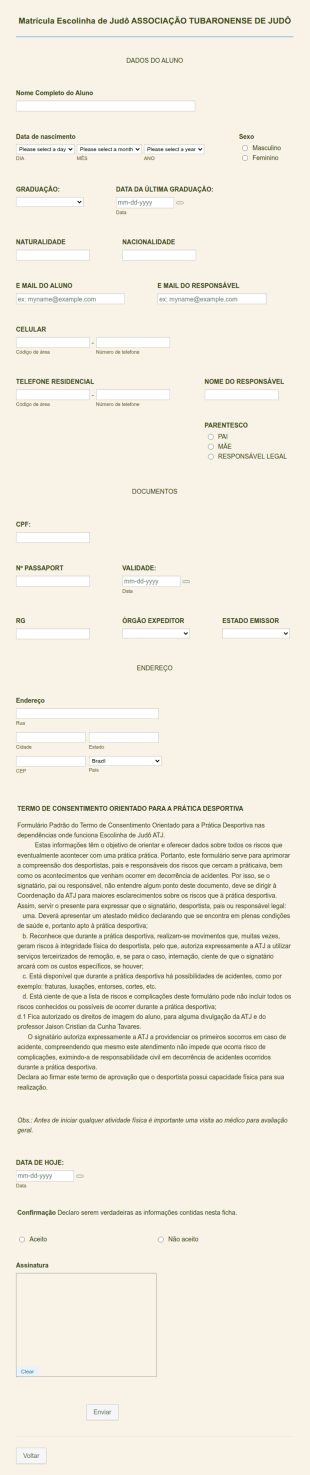 Matrícula JUDÔ ATJ