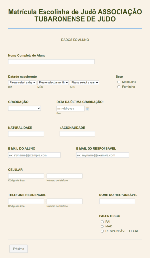Matrícula JUDÔ ATJ Form Template