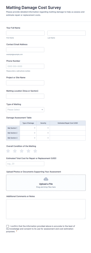 Matting Damage Cost Survey Form Template