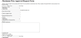 Maximum Price Approval Request Form Template