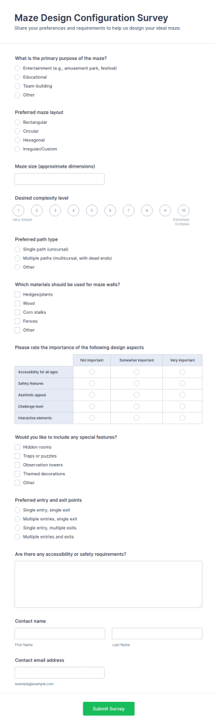 Maze Design Configuration Survey Form Template