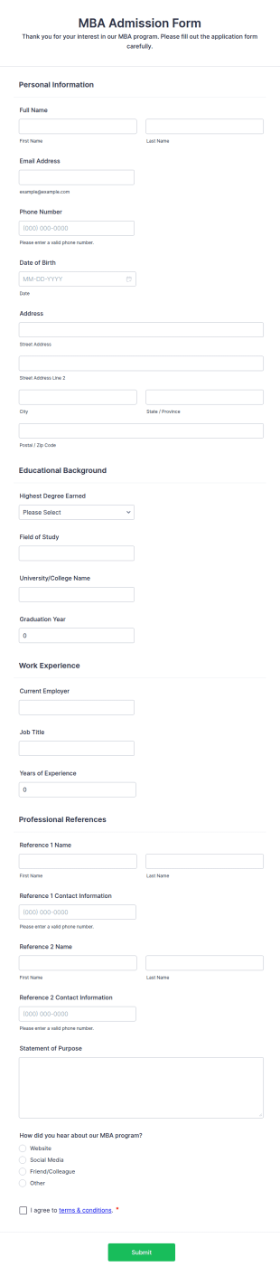 MBA Form Template