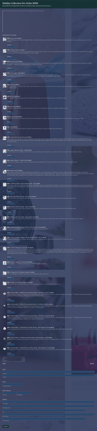 McCarty Holiday Collection Pre Order 2020 Form Template